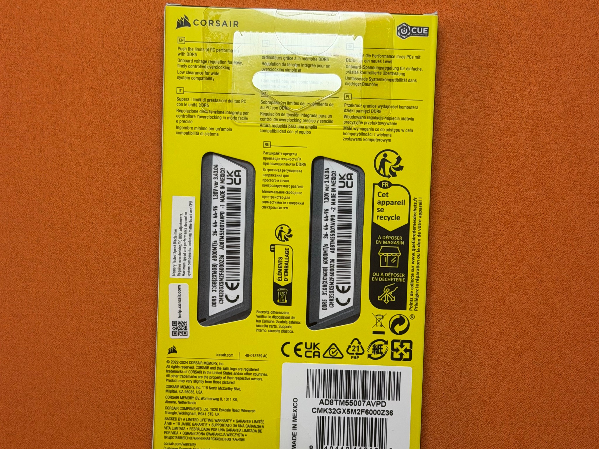 CORSAIR Vengeance DDR5 32GB (2x16GB) DDR5 6000MHz CL36 AMD Expo Intel XMP
