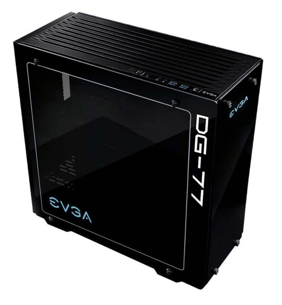 NEW EVGA DG-77 Matte Black Mid-Tower Gaming Case, Tempered Glass, Vertical GPU Mount, RGB, & K-Boost