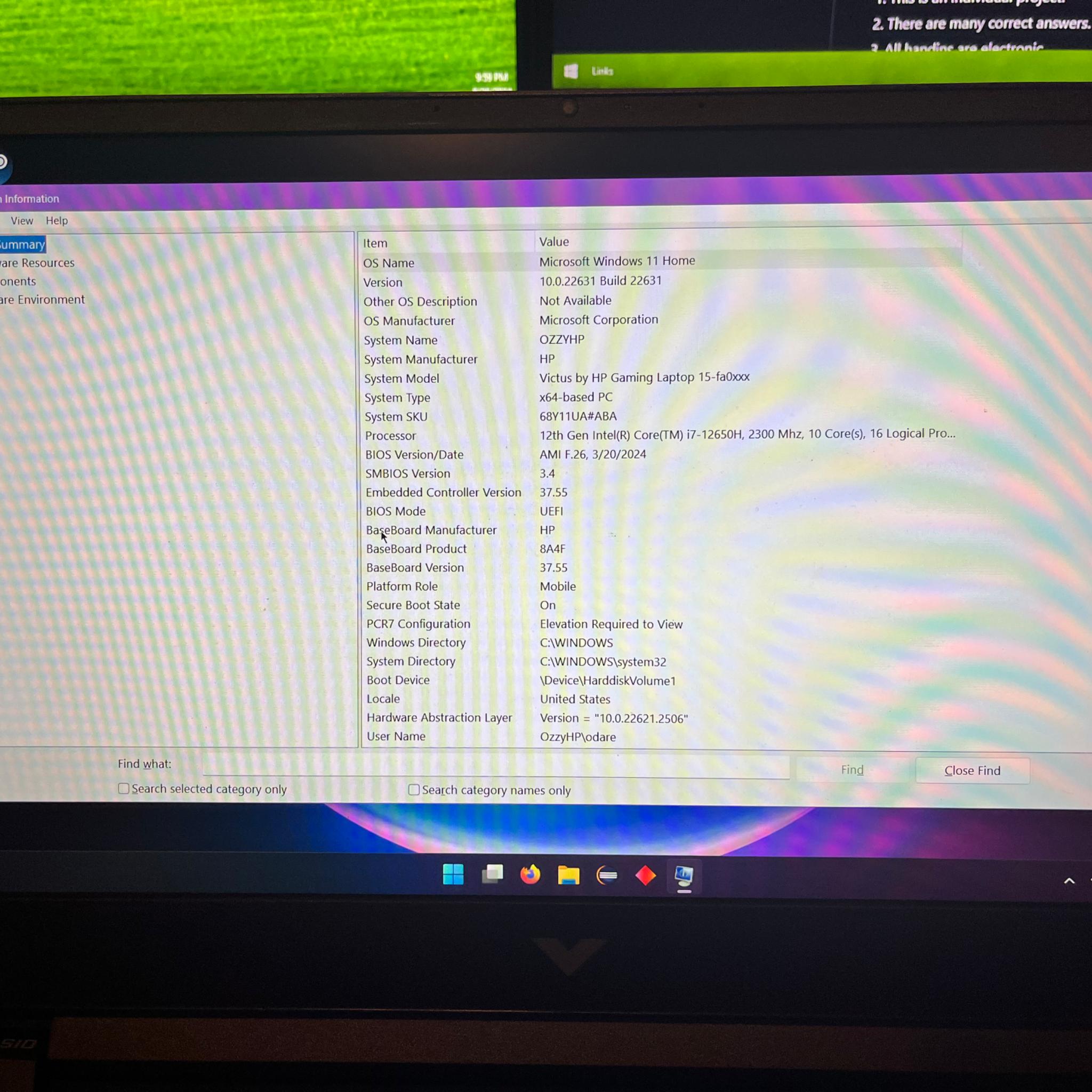 HP Victus Gaming laptop i7-12th gen 3050 Ti