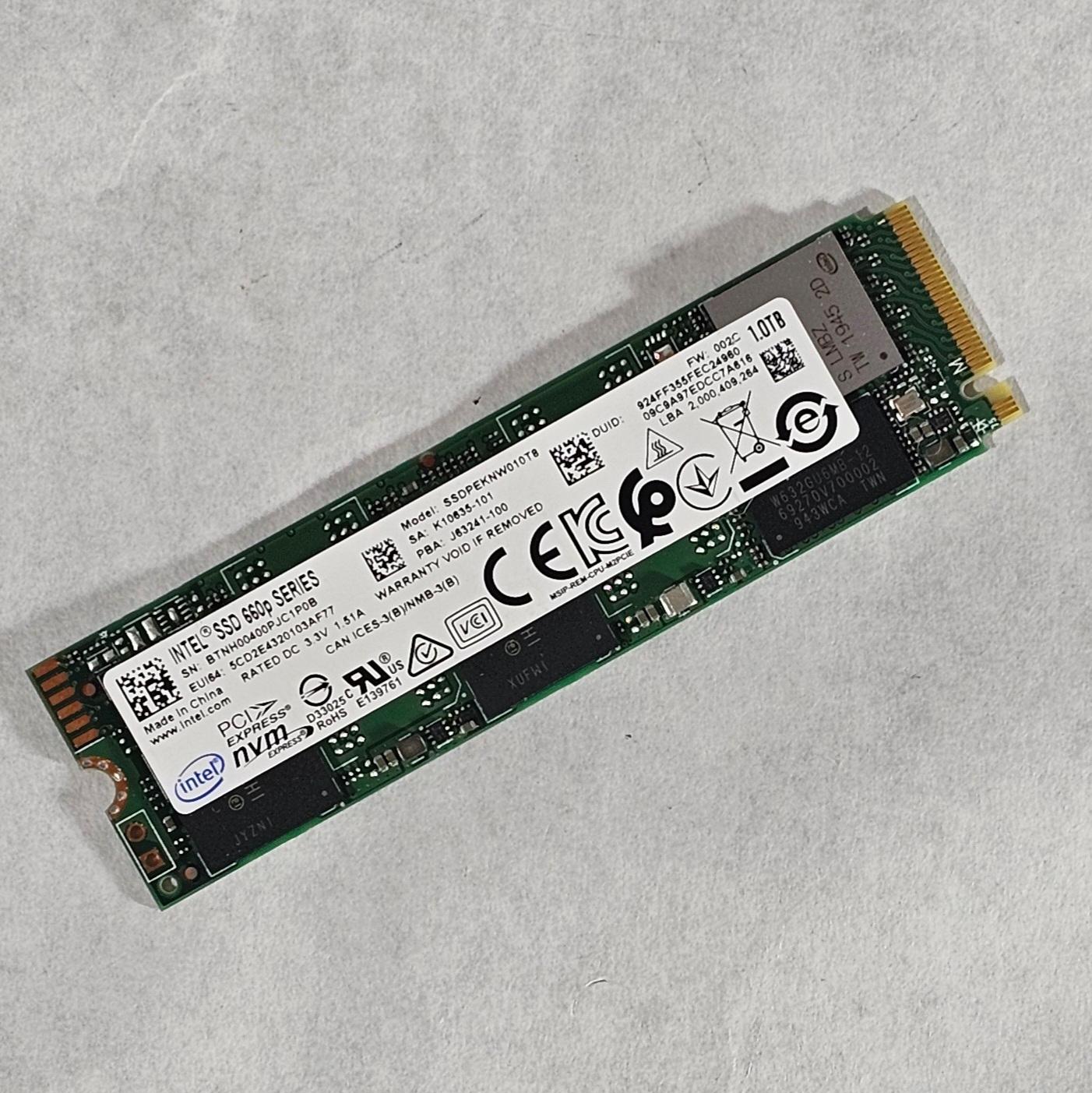 1TB NVMe M.2 SSD Intel 660P Series