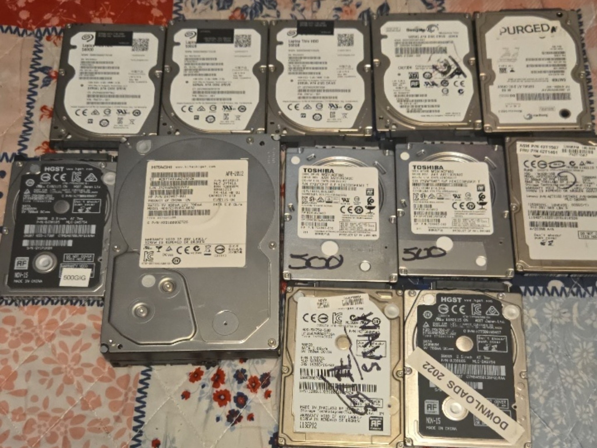Mixed Lot of 12 Used SATA Hard Drives – All Wiped / Partitioned