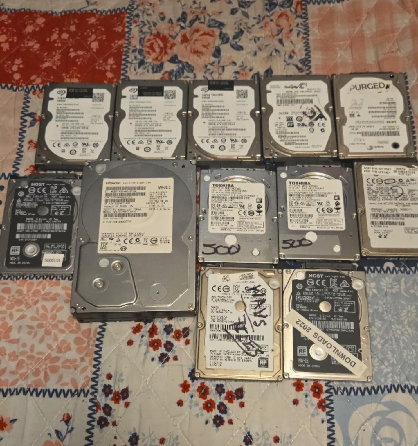 Mixed Lot of 12 Used SATA Hard Drives – All Wiped / Partitioned