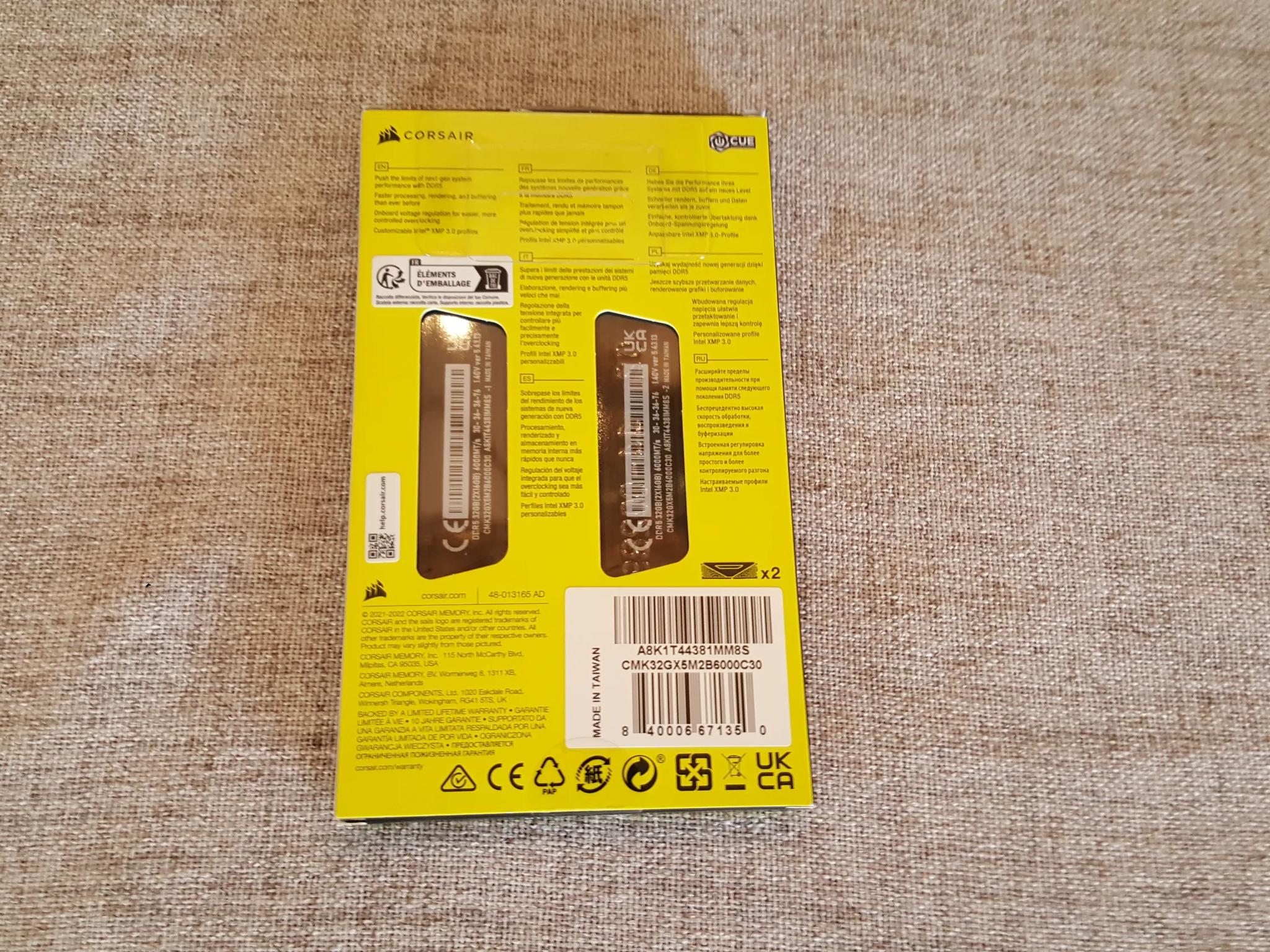 32GB Corsair Vengeance DDR5 6000MHz CL30