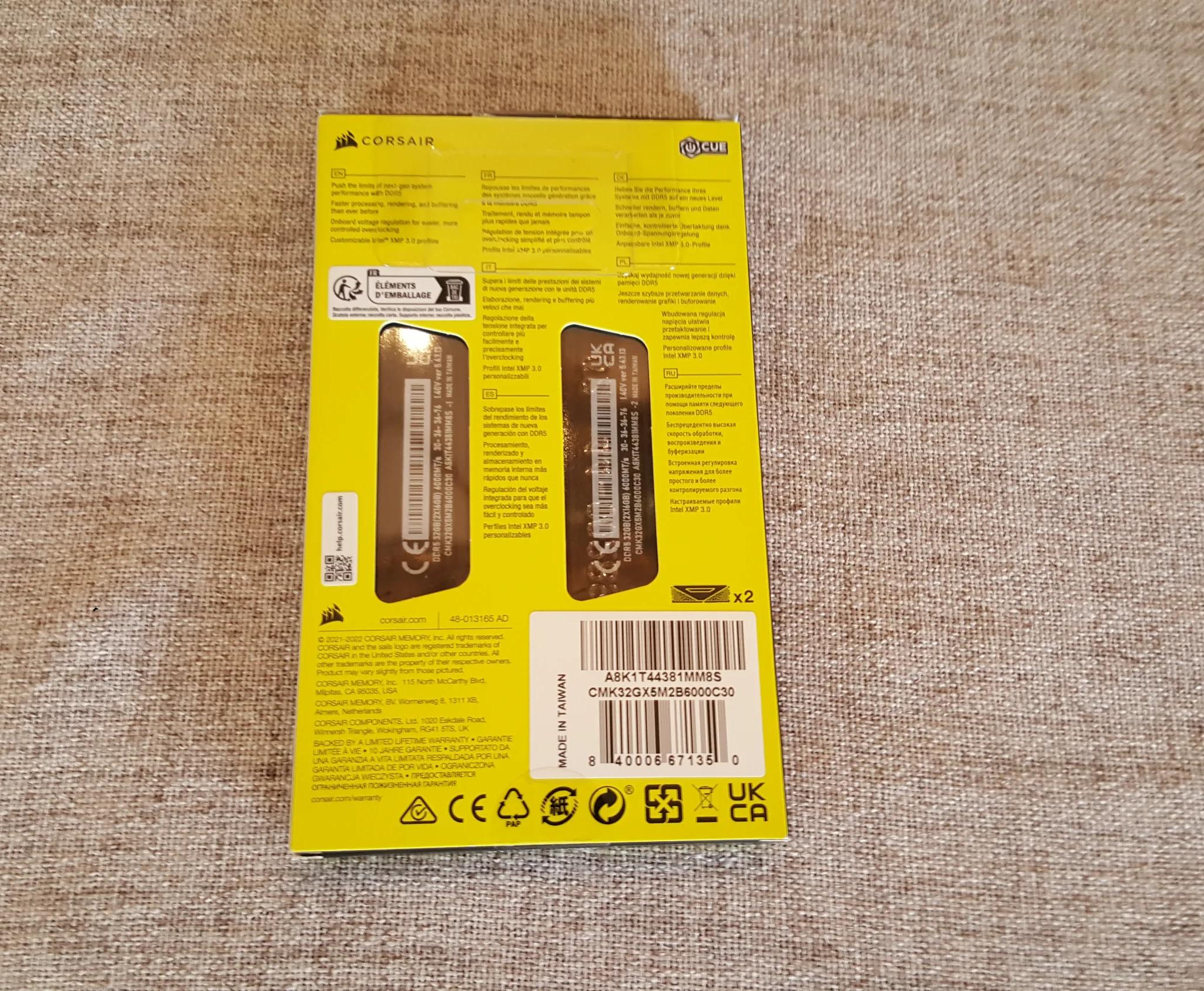 32GB Corsair Vengeance DDR5 6000MHz CL30