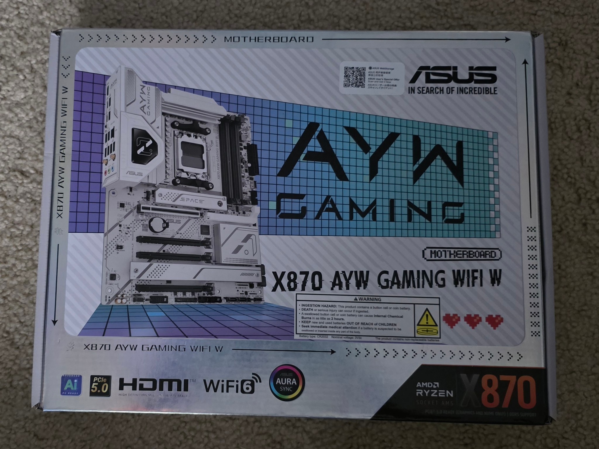 ASUS X870 AYW GAMING WIFI W AM5 ATX Motherboard Brand New Sealed
