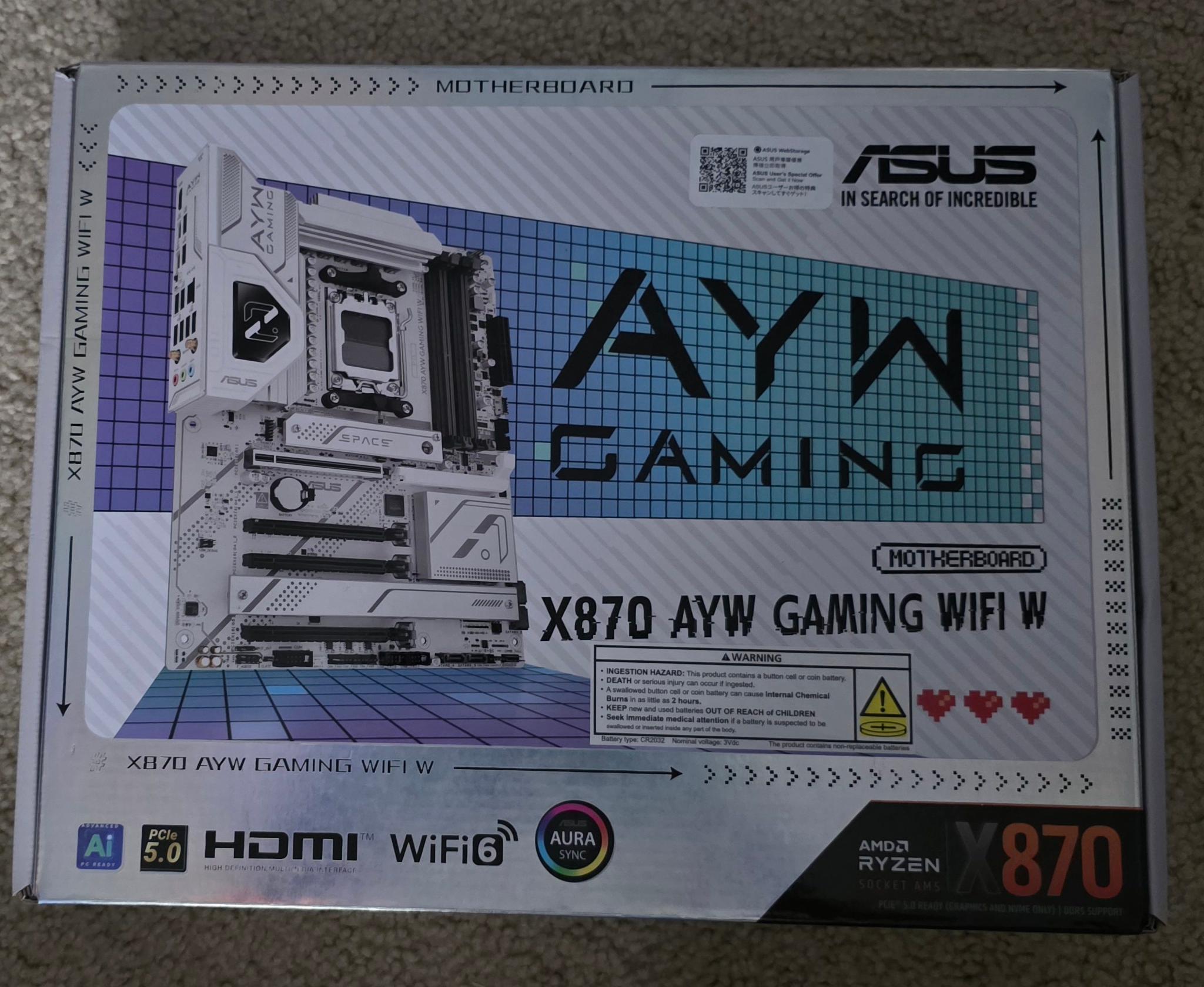 ASUS X870 AYW GAMING WIFI W AM5 ATX Motherboard Brand New Sealed