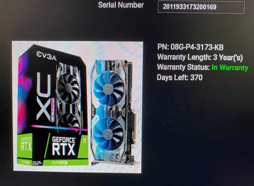 1 Year Warranty Left - EVGA 2070 Super XC