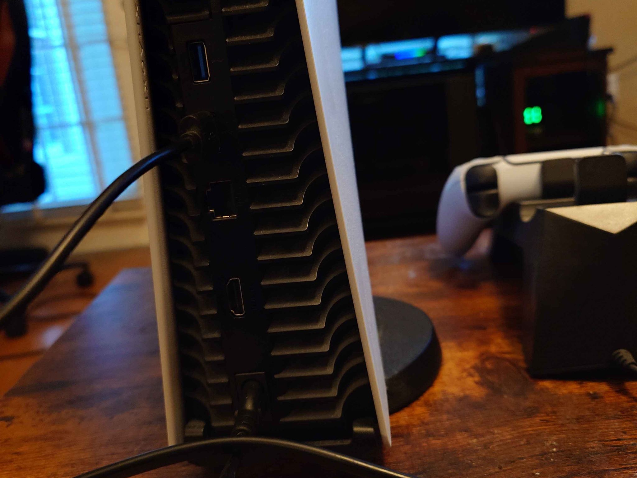 Playstation 5, with full cabling, controller, and controller charging dock