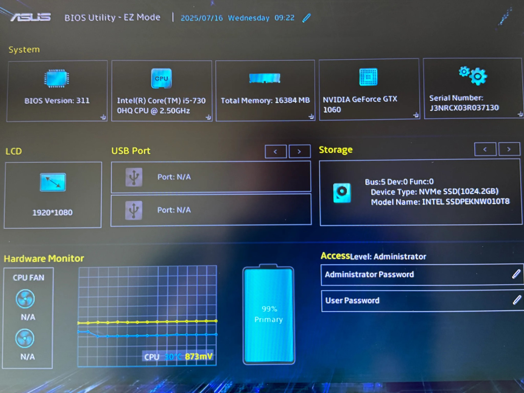 Asus FX503VM-NS52 Gaming Laptop i5-7300HQ Nvidia GTX 1060 16GB RAM1 1TB NVMe Windows 11 Refurbished