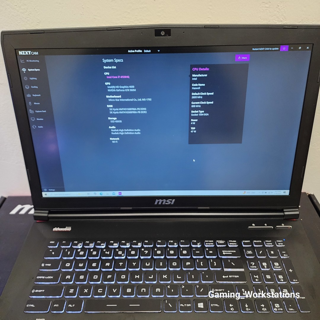 MSI Gaming Laptop : Intel Core i7 4720HQ | Nvidia GeForce GTX 960M