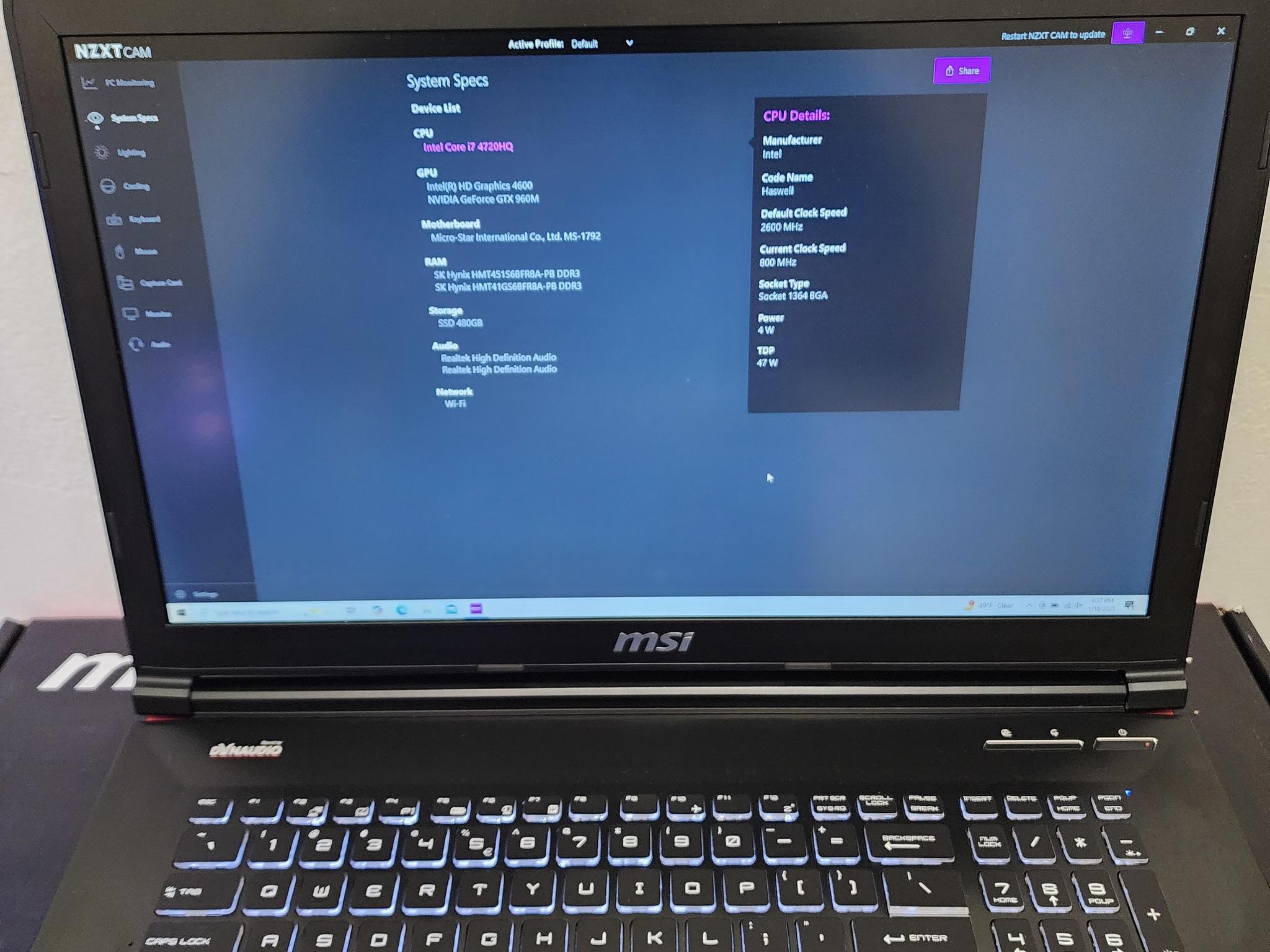 MSI Gaming Laptop : Intel Core i7 4720HQ | Nvidia GeForce GTX 960M