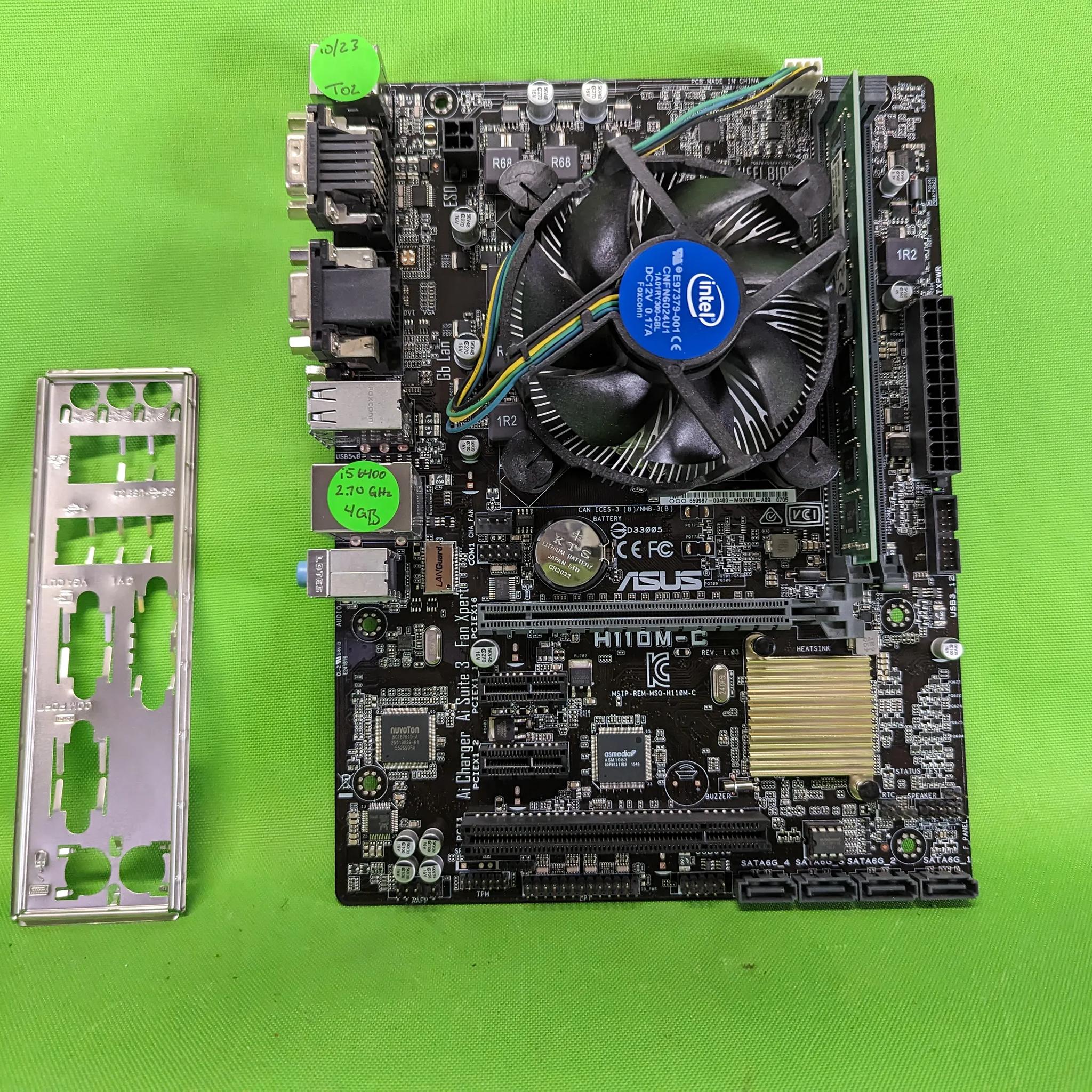 Intel Core i5-6400 + 4GB RAM + mATX Motherboard Asus H110M-C Combo + IO Shield