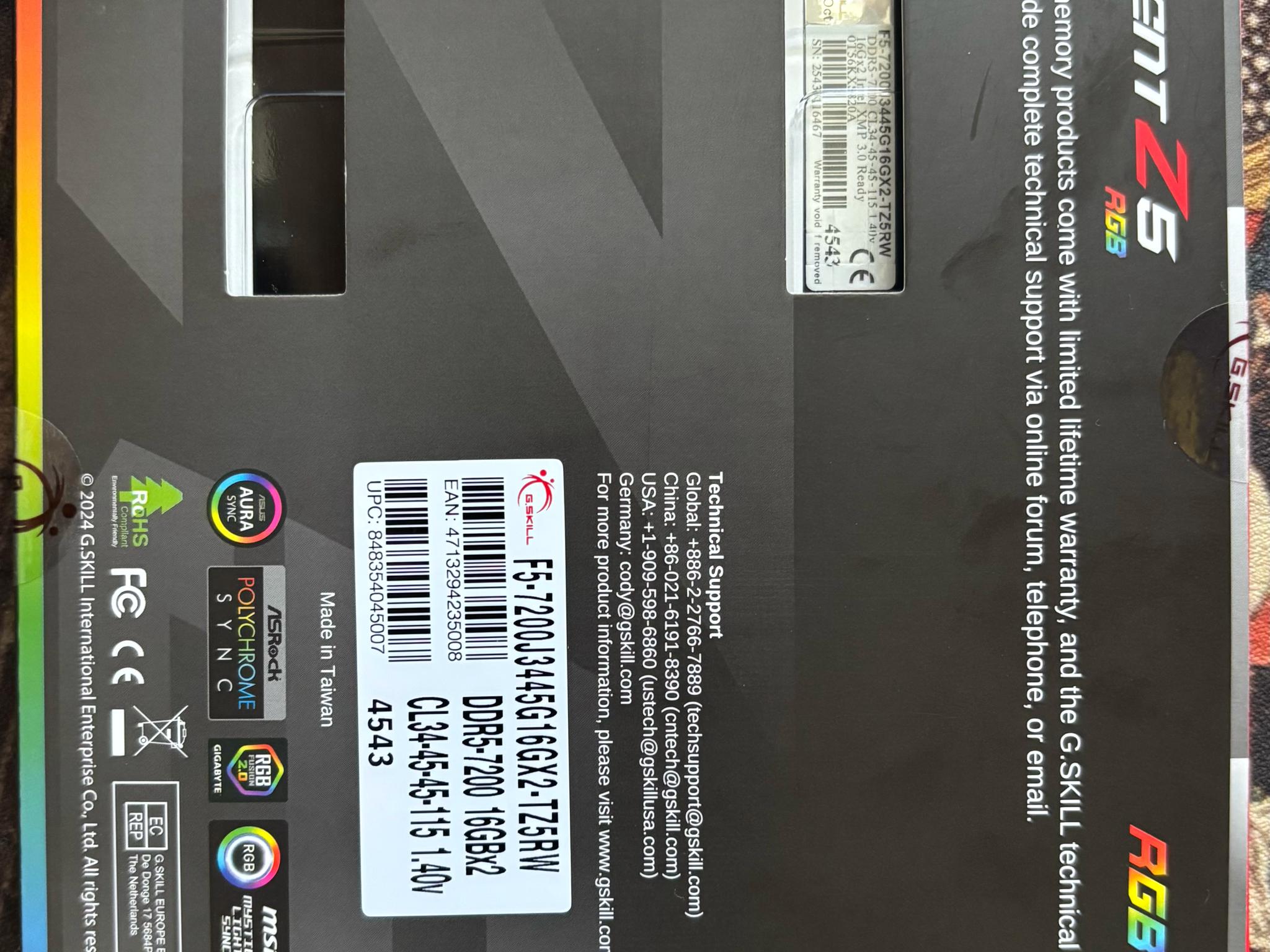 Trident Z5 RGB - 32 GB (16GBx2) DDR5-7200