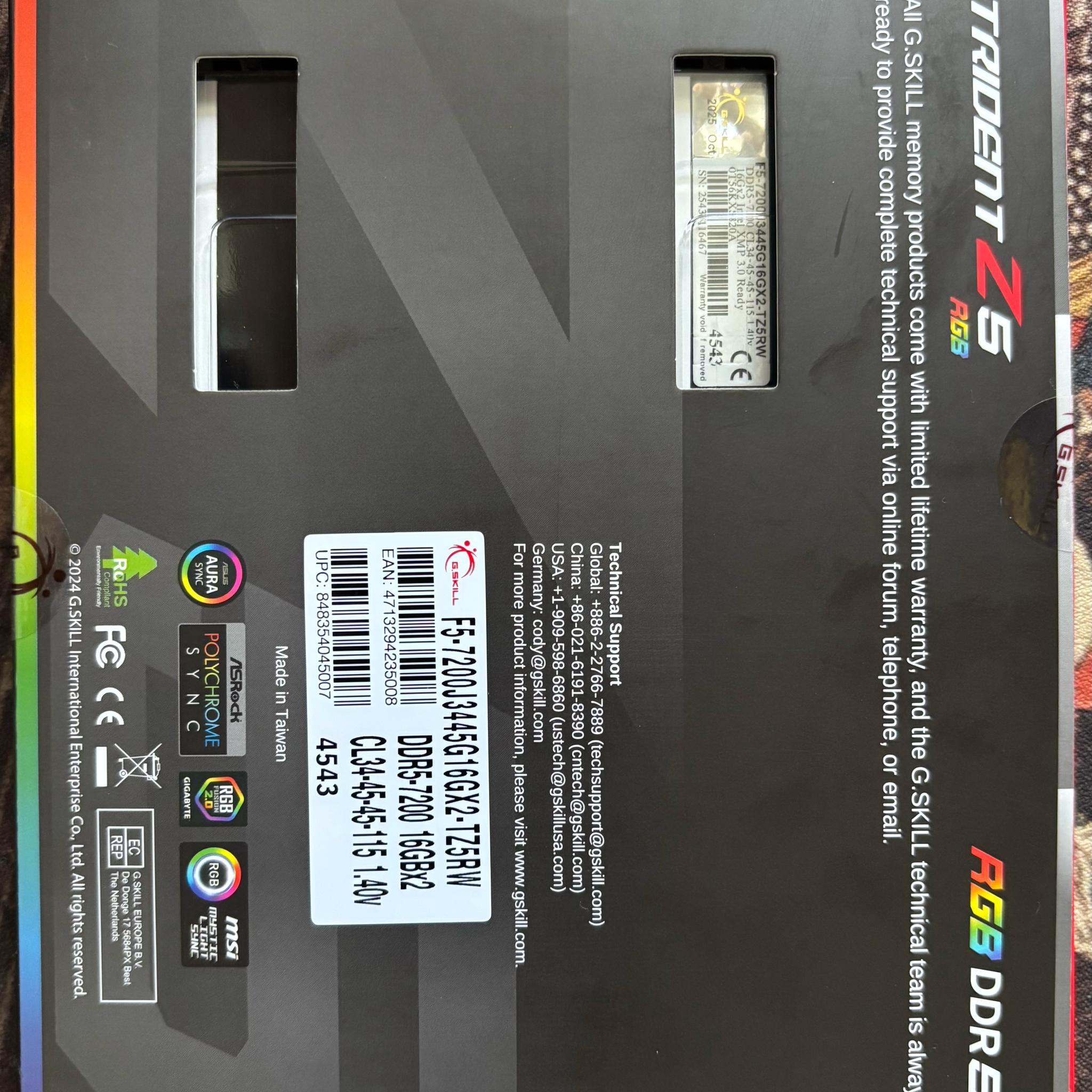 Trident Z5 RGB - 32 GB (16GBx2) DDR5-7200