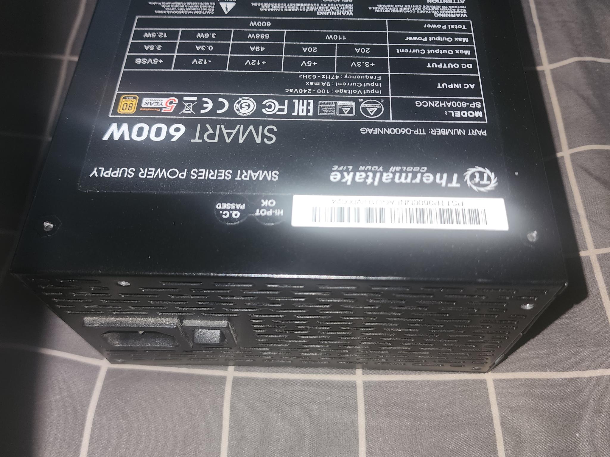 ThermalTake Smart600w 80+gold PSU