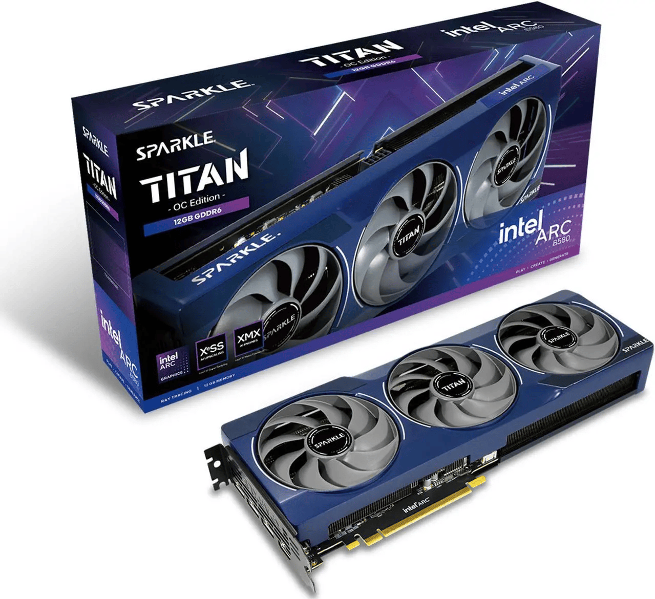 SPARKLE Intel Arc B580 TITAN OC, 12GB GDDR6, TORN Cooling 2.0, Breathing Light, SB580T-12GOC