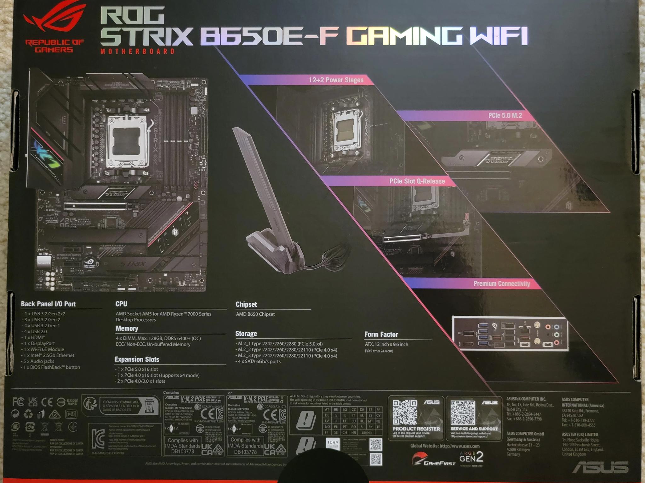 Asus ROG STRIX B650E-F GAMING WIFI AM5 DDR5 ATX Motherboard Brand New