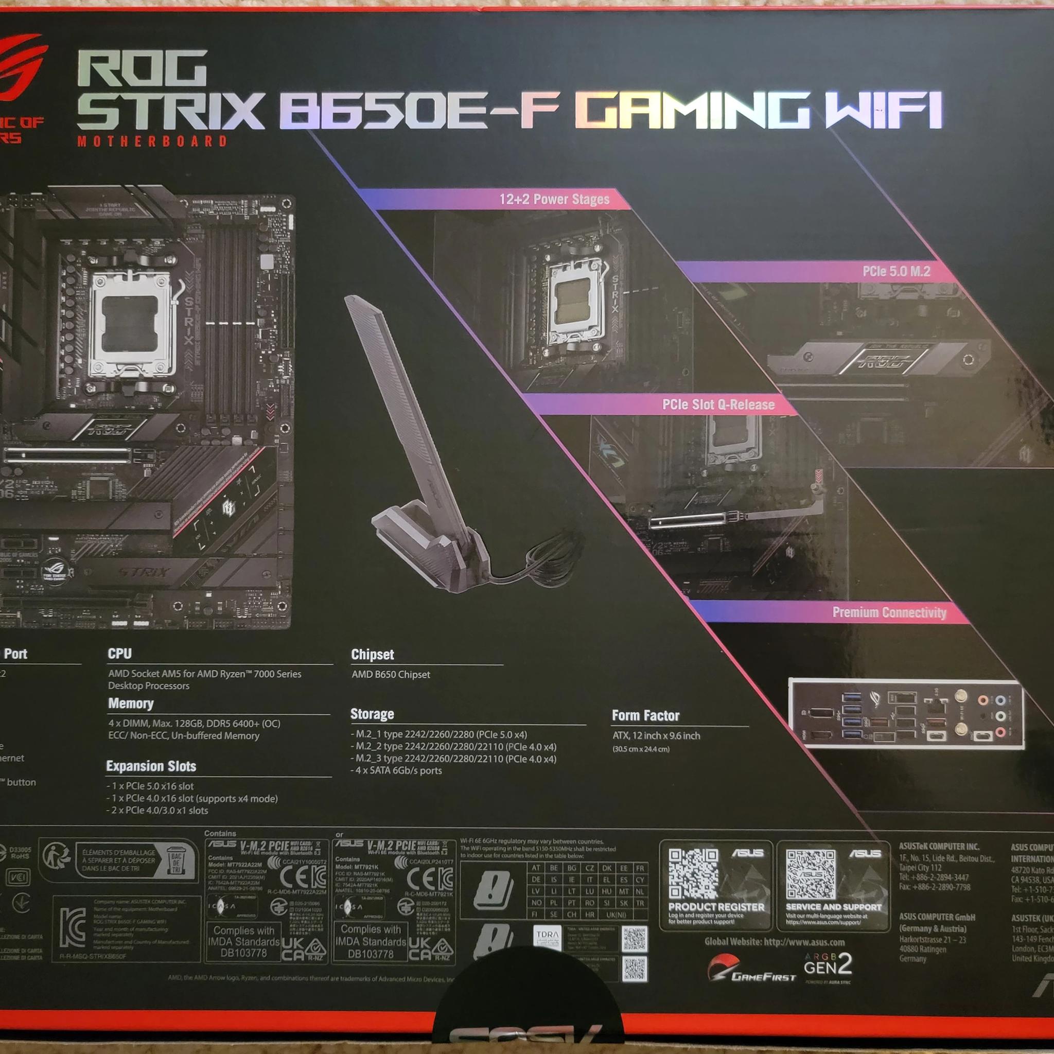 Asus ROG STRIX B650E-F GAMING WIFI AM5 DDR5 ATX Motherboard Brand New