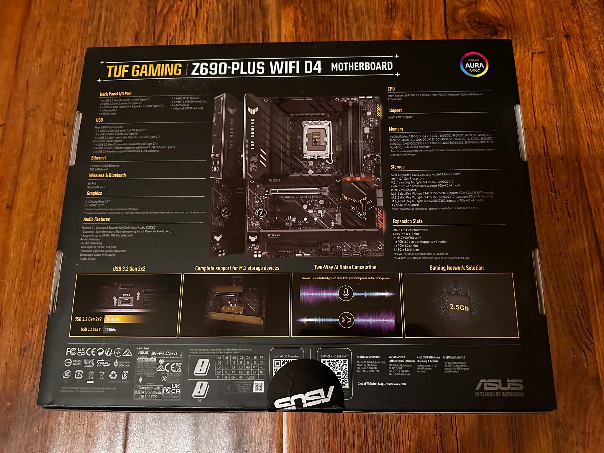 BNIB ASUS Z690-PLUS TUF Gaming WiFi DDR4 Intel LGA 1700 ATX Motherboard