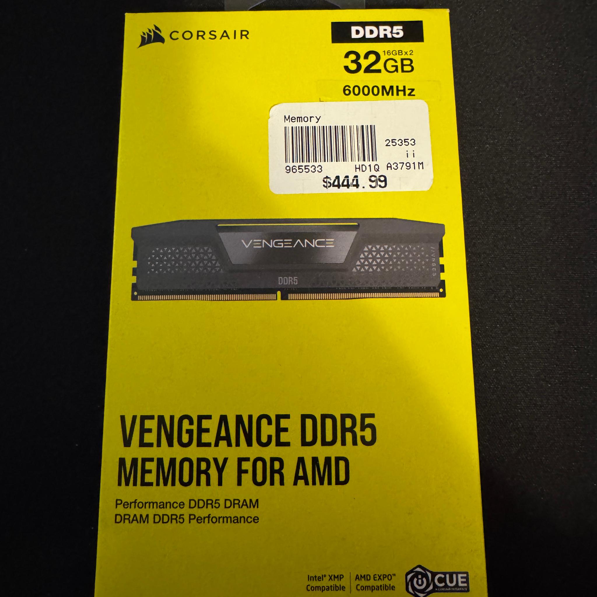 BNIB Corsair Vengeance 32GB (2 X 16GB) DDR5 6000