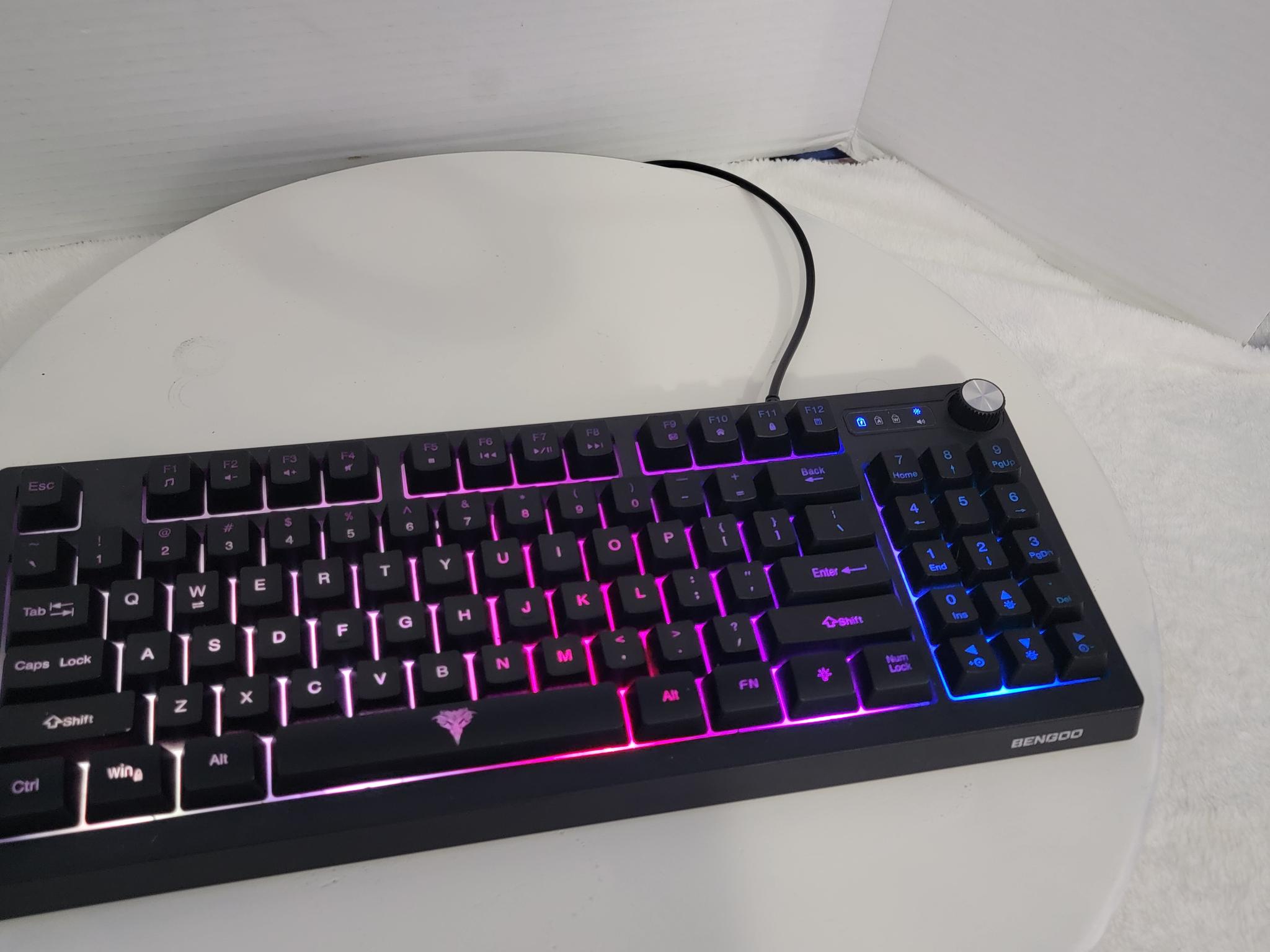 BENGOO GK-1 RGB Gaming Keyboard | Full Size | Volume Knob | Tested & Working