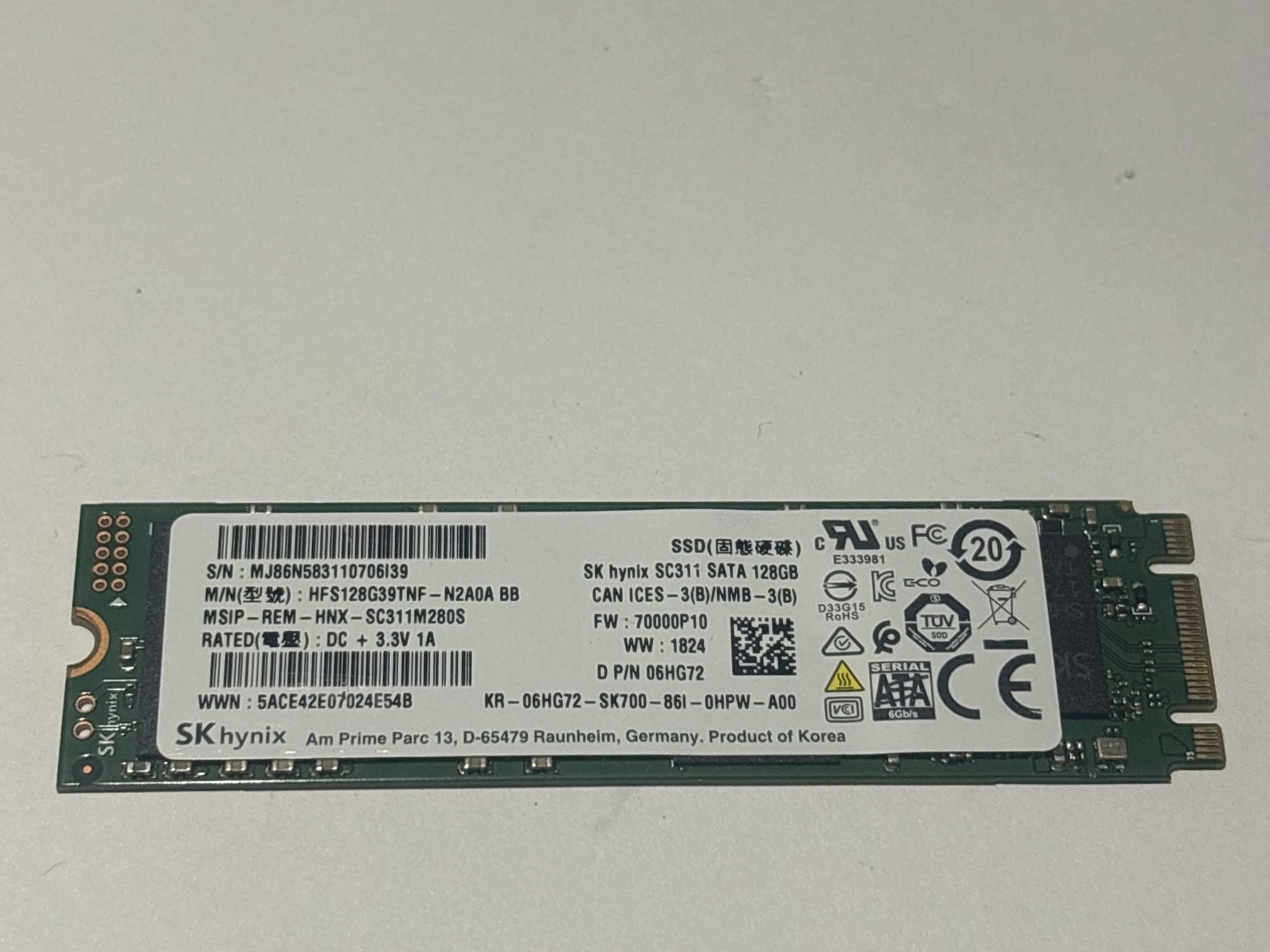 SK hynix SC311 128GB M.2 SATA SSD Tested Working 92% Health