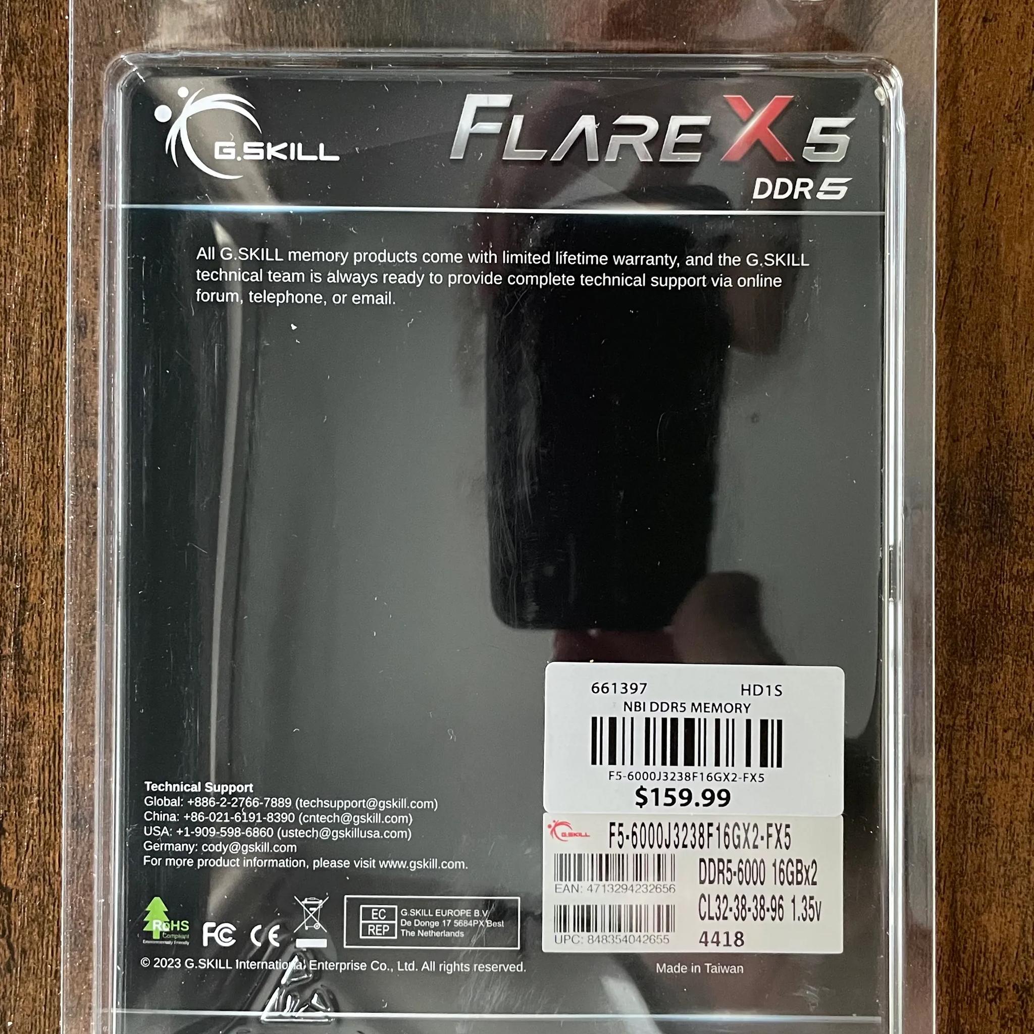 NEW G.Skill Flare X5 32GB (2x16GB) DDR5 6000MHz Dual Channel RAM Kit