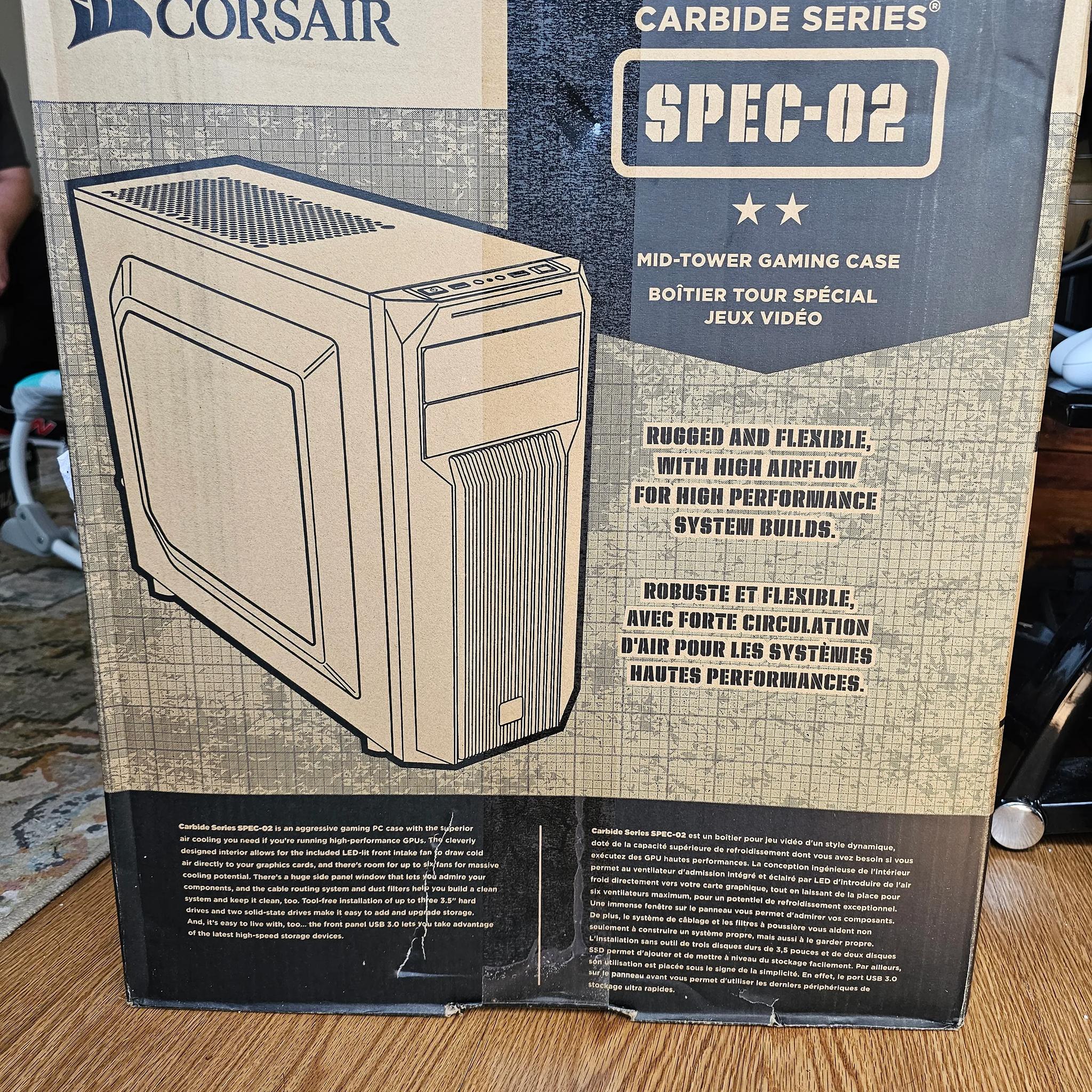NIB - Corsair Carbide Series SPEC-02 Case, Black ATX Mid