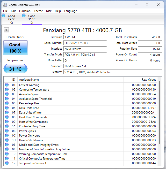 FANXIANG S770 4TB Gen4 NVME SSD (7300MB/s, and 4GB DRAM Cache) Professional SSD! (G70 Pro Copy)