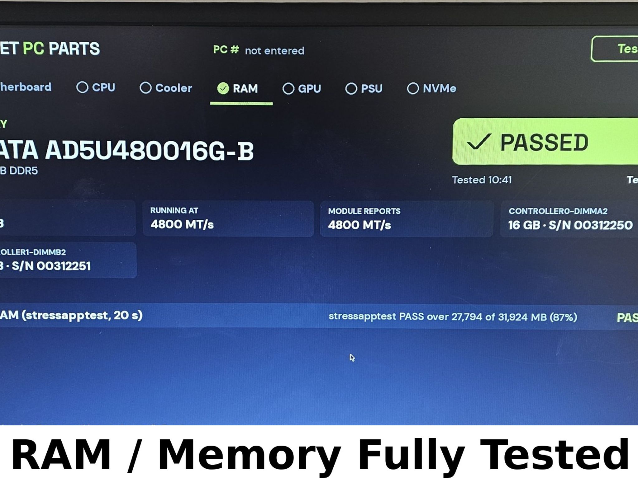32GB DDR5 (2x16GB) CL40 4800MT/s ADATA