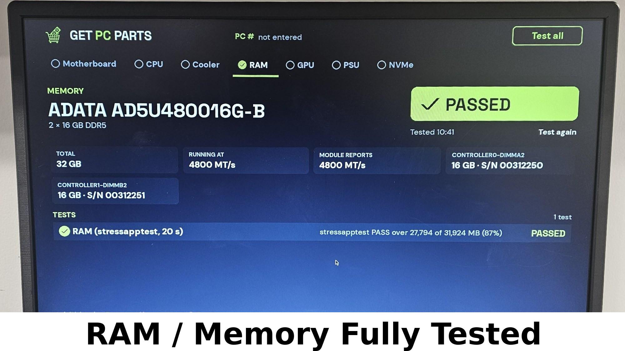 32GB DDR5 (2x16GB) CL40 4800MT/s ADATA