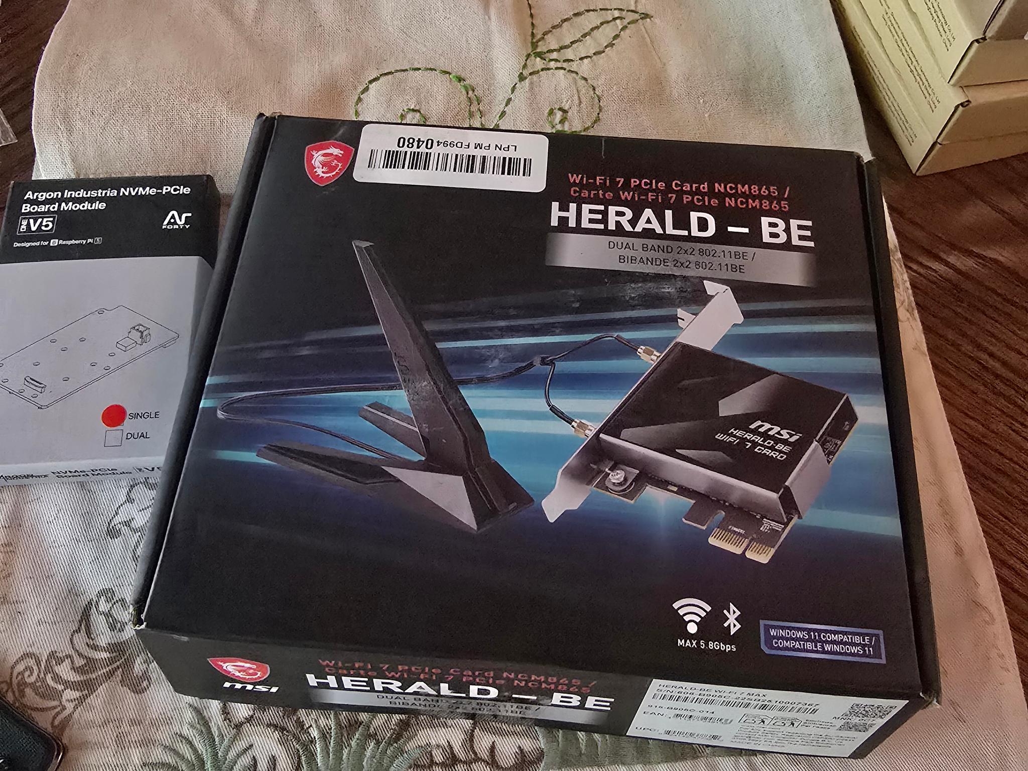 MSI Herald-BE WI-FI 7 MAX Wi-Fi 7 802.11BE Bluetooth 5.4 PCIe Multi-Link Operation Technology