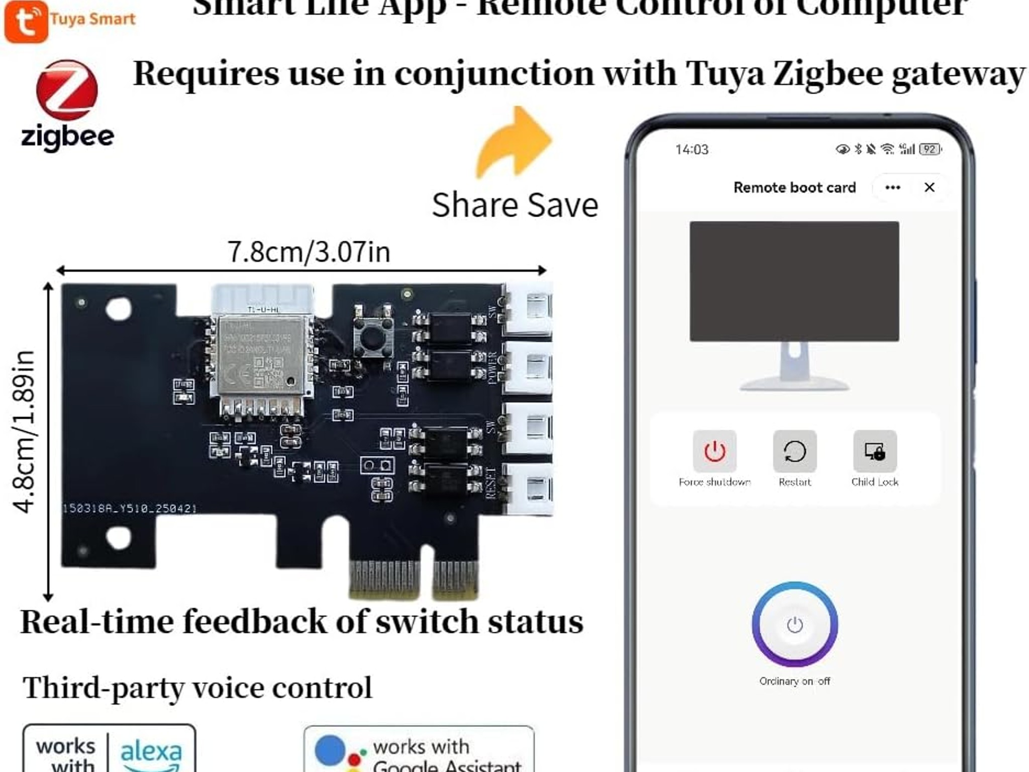LETLINK Desktop Computer Remote Startup Card Automatic on/Off Sharing Control (WiFi Startup Card)
