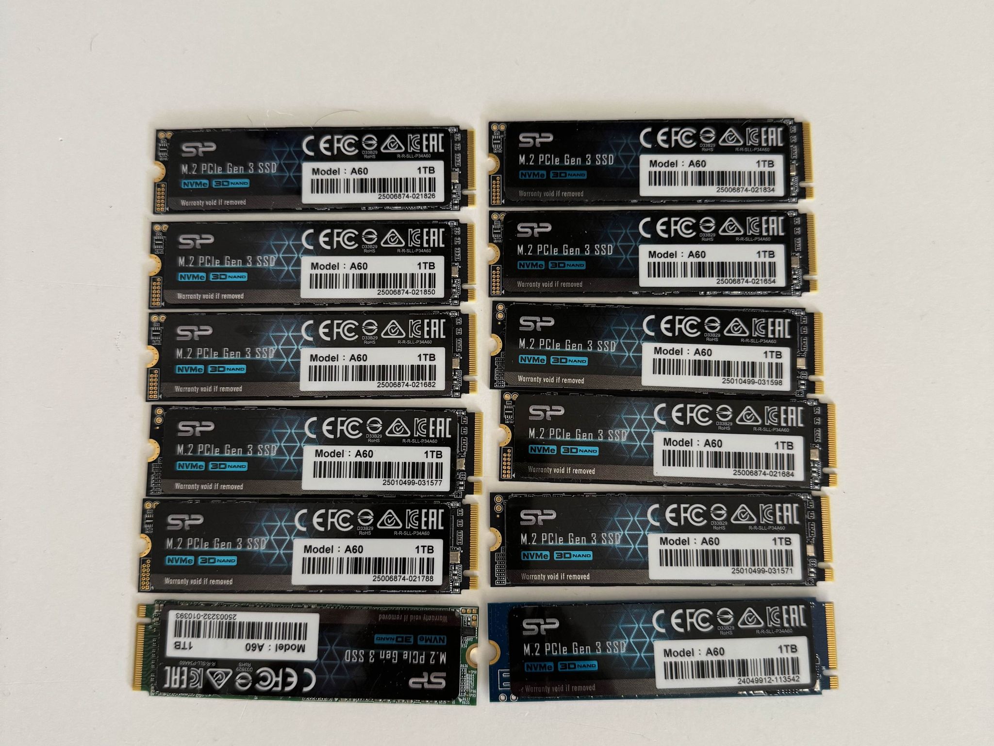 12x Silicon Power 1TB - NVMe M.2 PCIe Gen3x4 2280 SSD