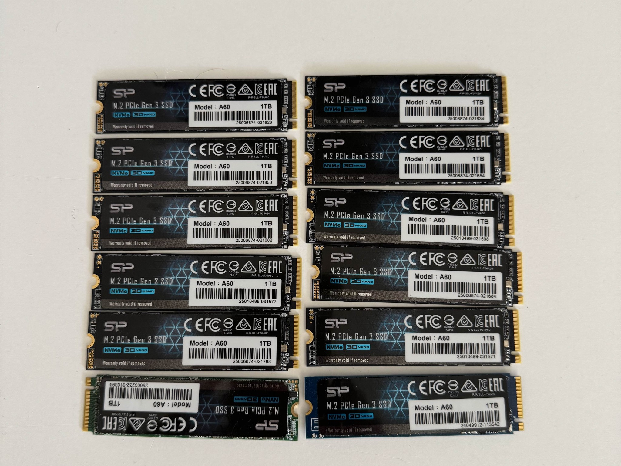 12x Silicon Power 1TB - NVMe M.2 PCIe Gen3x4 2280 SSD