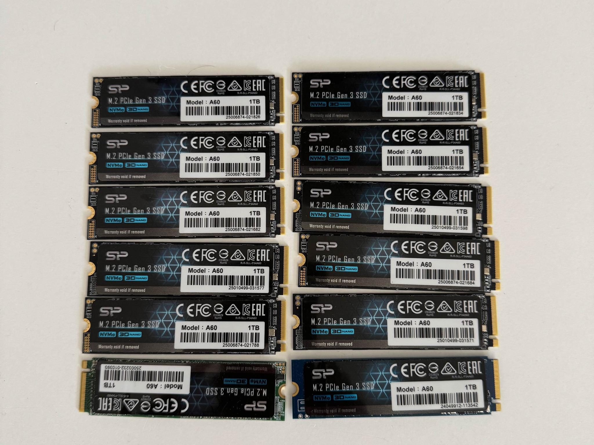 12x Silicon Power 1TB - NVMe M.2 PCIe Gen3x4 2280 SSD
