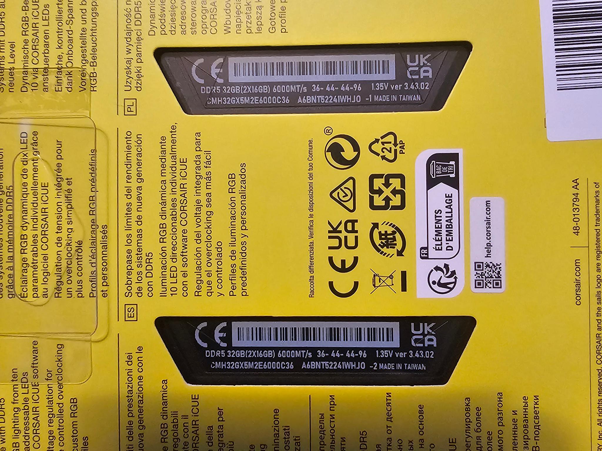 CORSAIR Vengeance RGB 32GB (2 x 16GB) DDR5 6000 (PC5 48000)