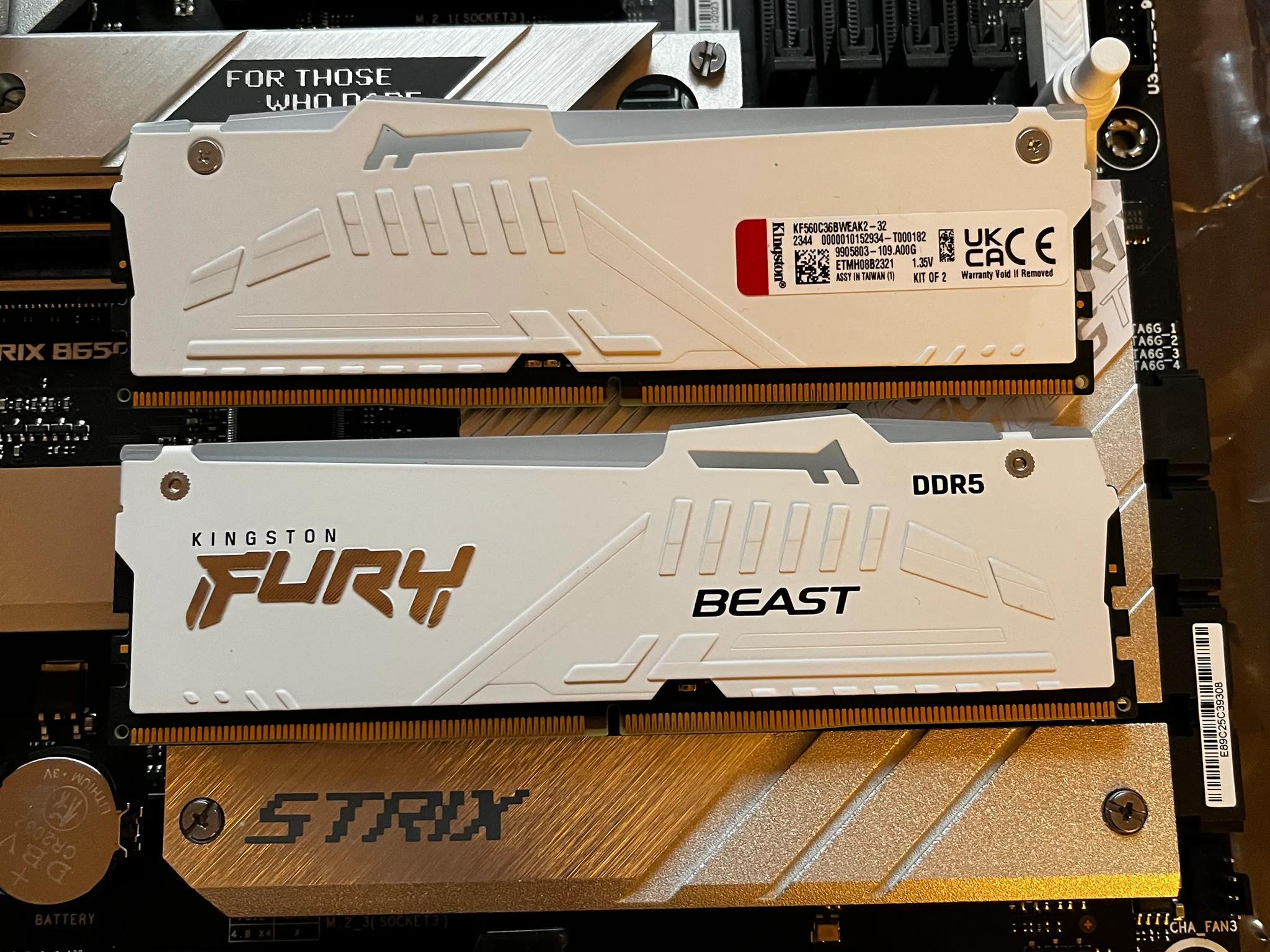 ROG STRIX B650-A GAMING WIFI & 32GB 2x16 DDR5 Kingston Fury Beast RAM Combo