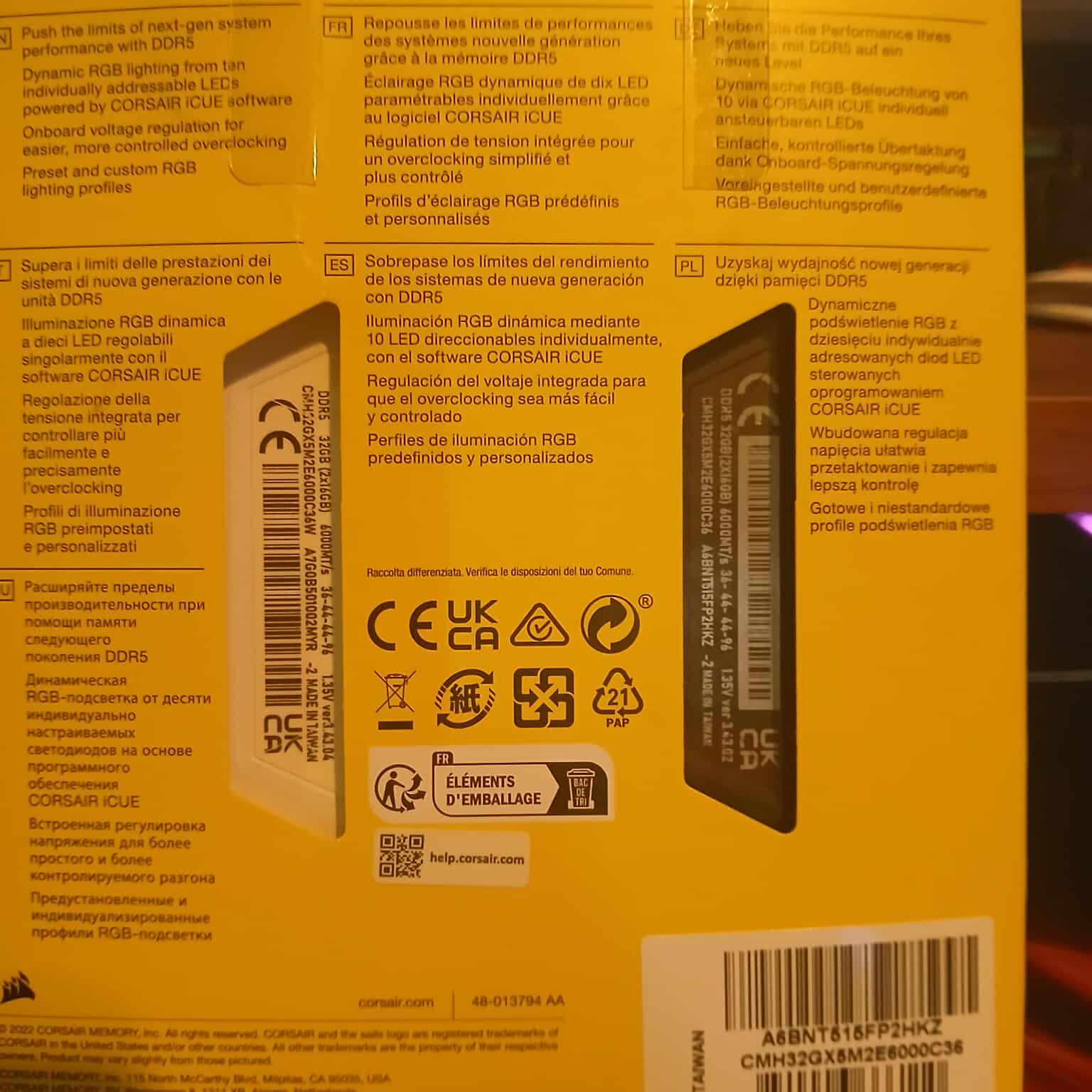 Corsair Vengeance DDR5 32g 6000mhz Desktop Memory