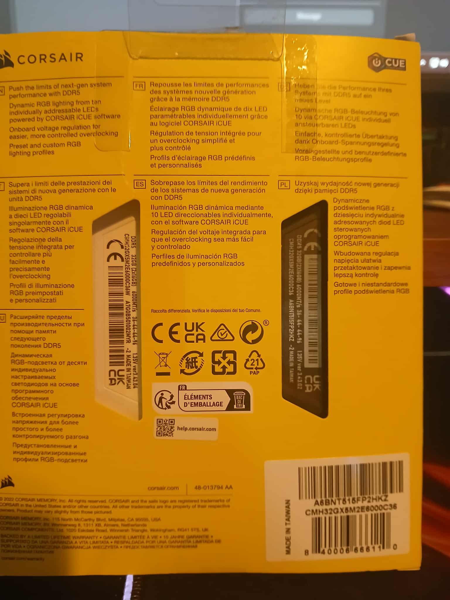 Corsair Vengeance DDR5 32g 6000mhz Desktop Memory