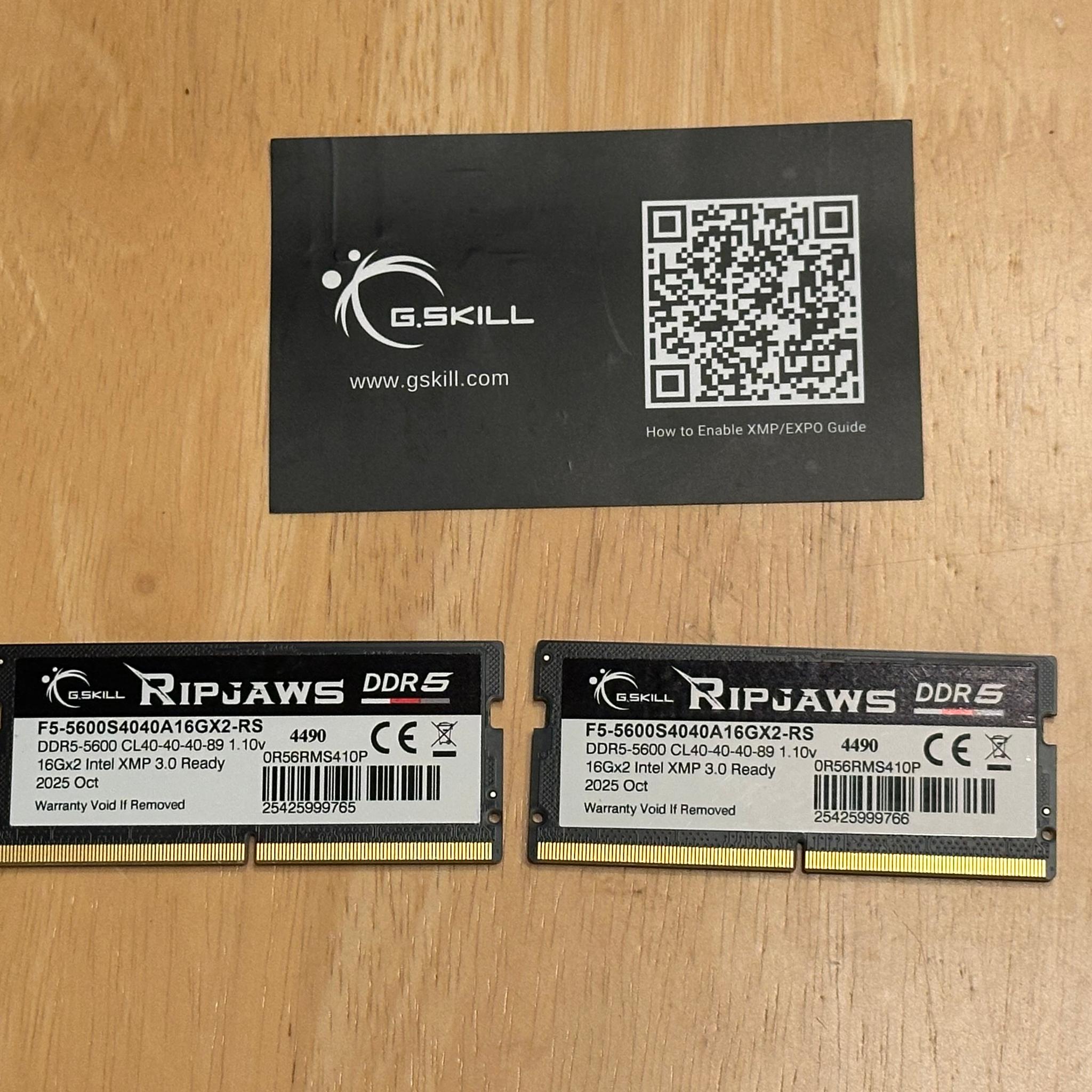 32 GB 5600 Mhz CL40 G.SKILL Ripjaws SO-DIMM (2 x 16GB) 262-Pin DDR5