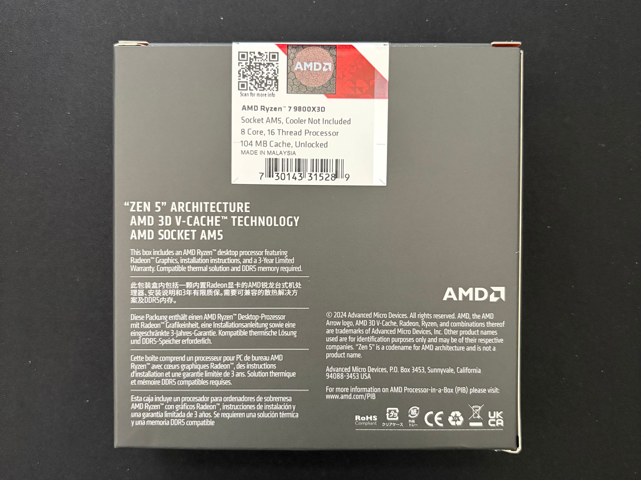 AMD Ryzen 7 9800X3D 8-Core, 16-Thread Desktop Processor