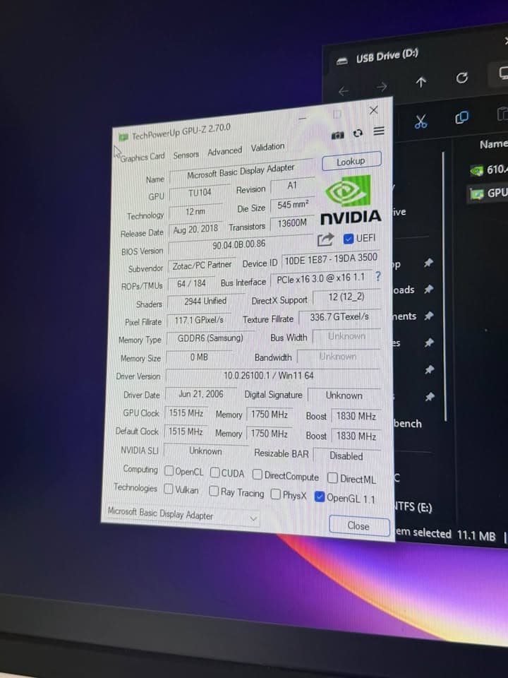 ZOTAC GeForce RTX 2080 8GB Graphics Card - For Parts or Repair