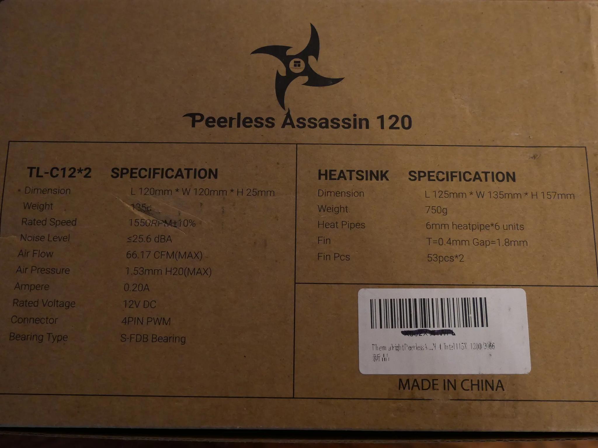 Thermalright Peerless Assassin 120 CPU Air Cooler, 6 Heatpipes, Dual 120mm TL-C12 PWM Fans