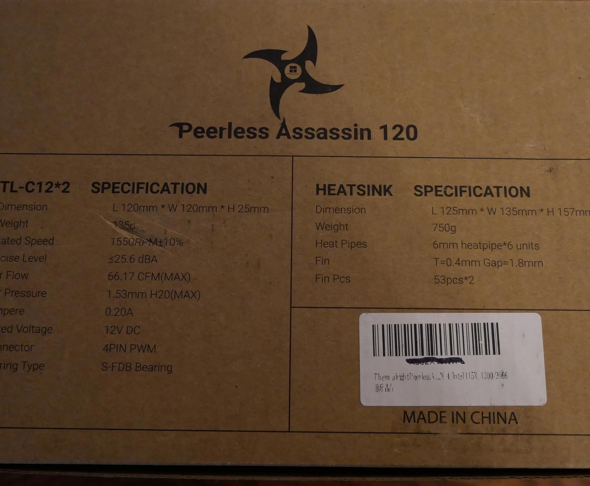 Thermalright Peerless Assassin 120 CPU Air Cooler, 6 Heatpipes, Dual 120mm TL-C12 PWM Fans