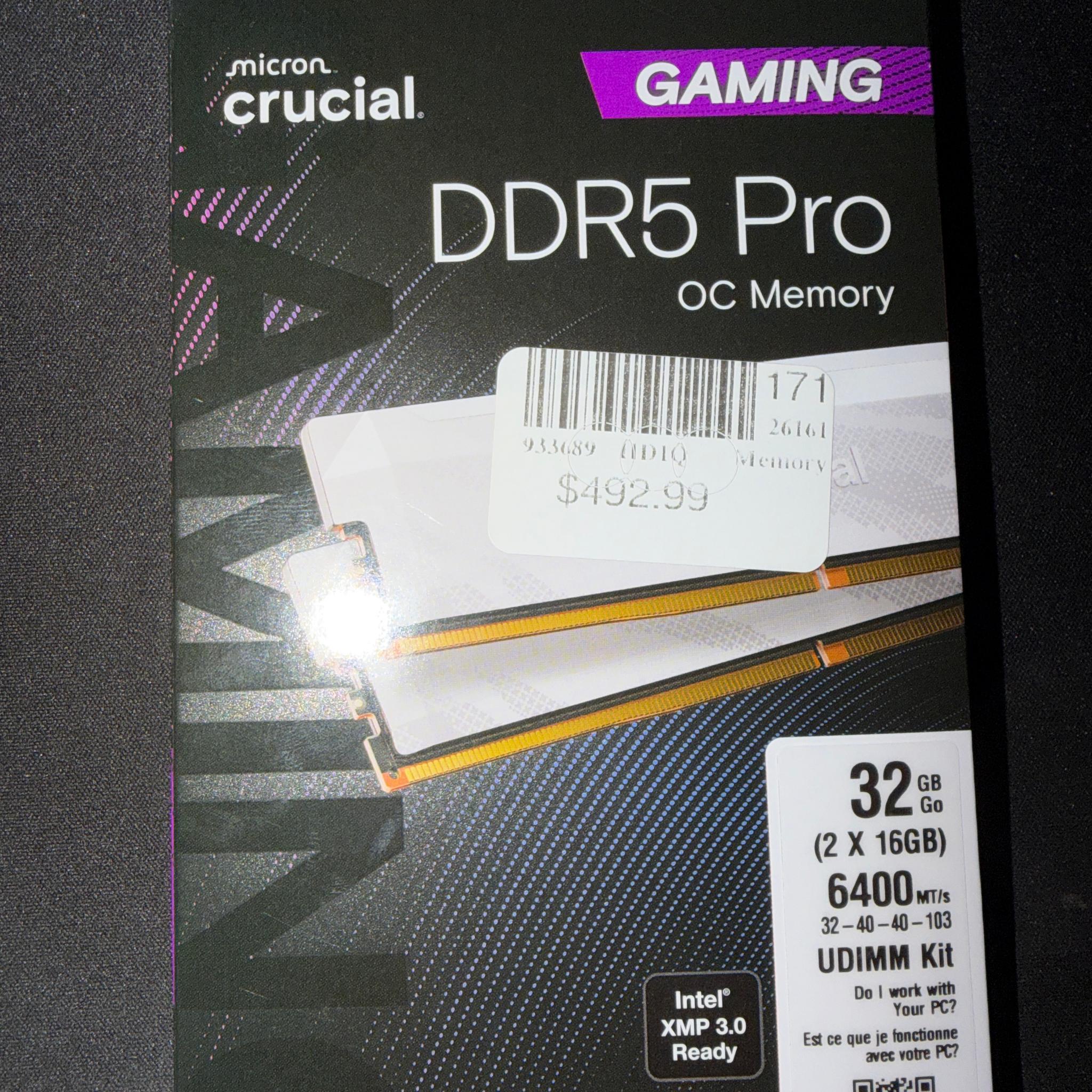 MICRON CRUCIAL GAMING PRO DDR5 MEMORY KIT OPEN BOX NEW