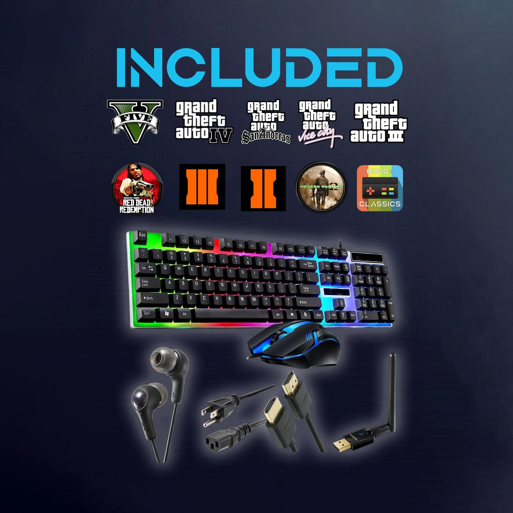 Sleeky Gaming PC | Intel i5 / AMD RX580 / 8GB / 1.1TB Win 11 Pro WiFi