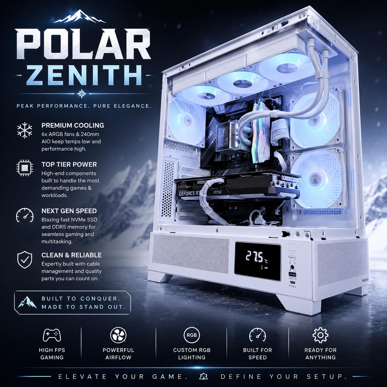 ⚪️"Polar Zenith "⚪️| 4k Gaming | RTX 4070 Ti Super 16GB | Ryzen 5 7600 | 32B DDR5 Ram | 2TB NVMe