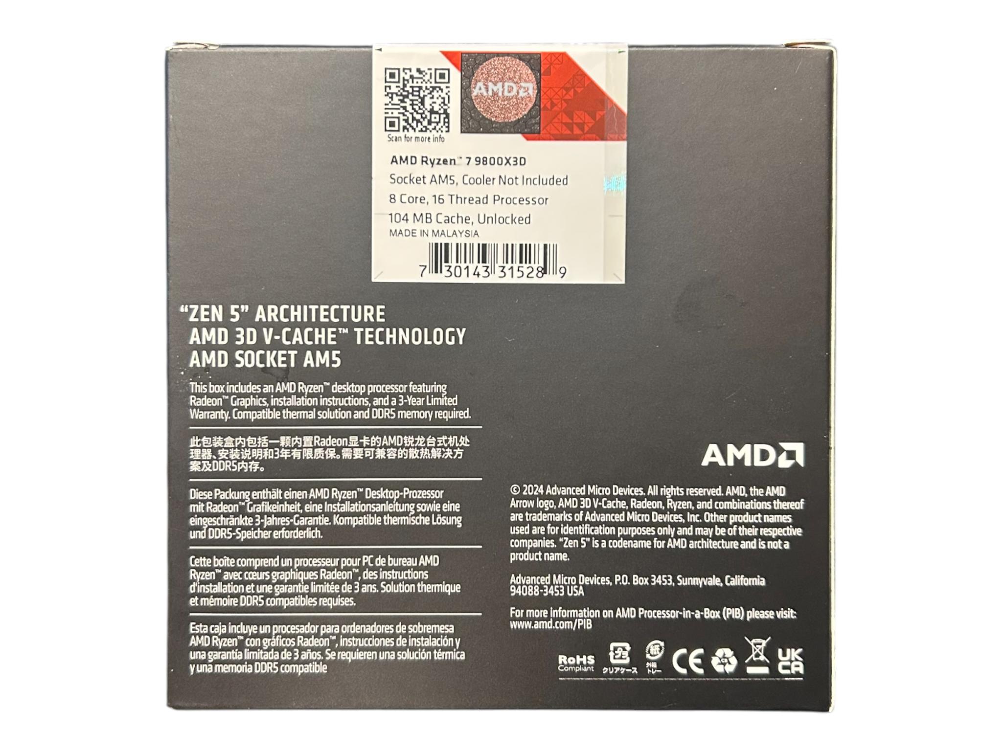 AMD Ryzen 7 9800X3D (8 Core - 16 Thread)