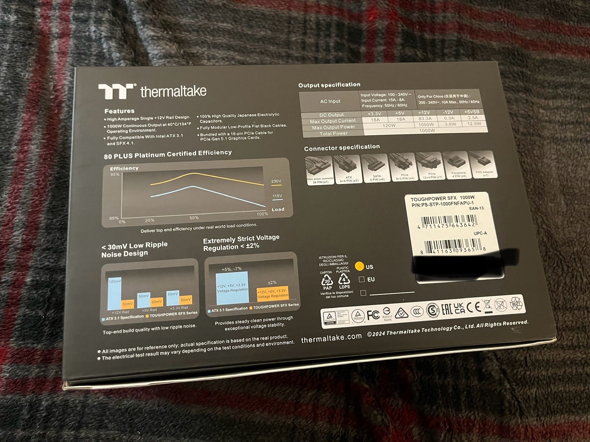 Thermaltake Toughpower SFX 1000W 80Plus Platinum ATX 3.1 Standard Power Supply